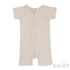 JS4600-BI: Biscuit Ribbed Jumpsuit (0-3 Months)
